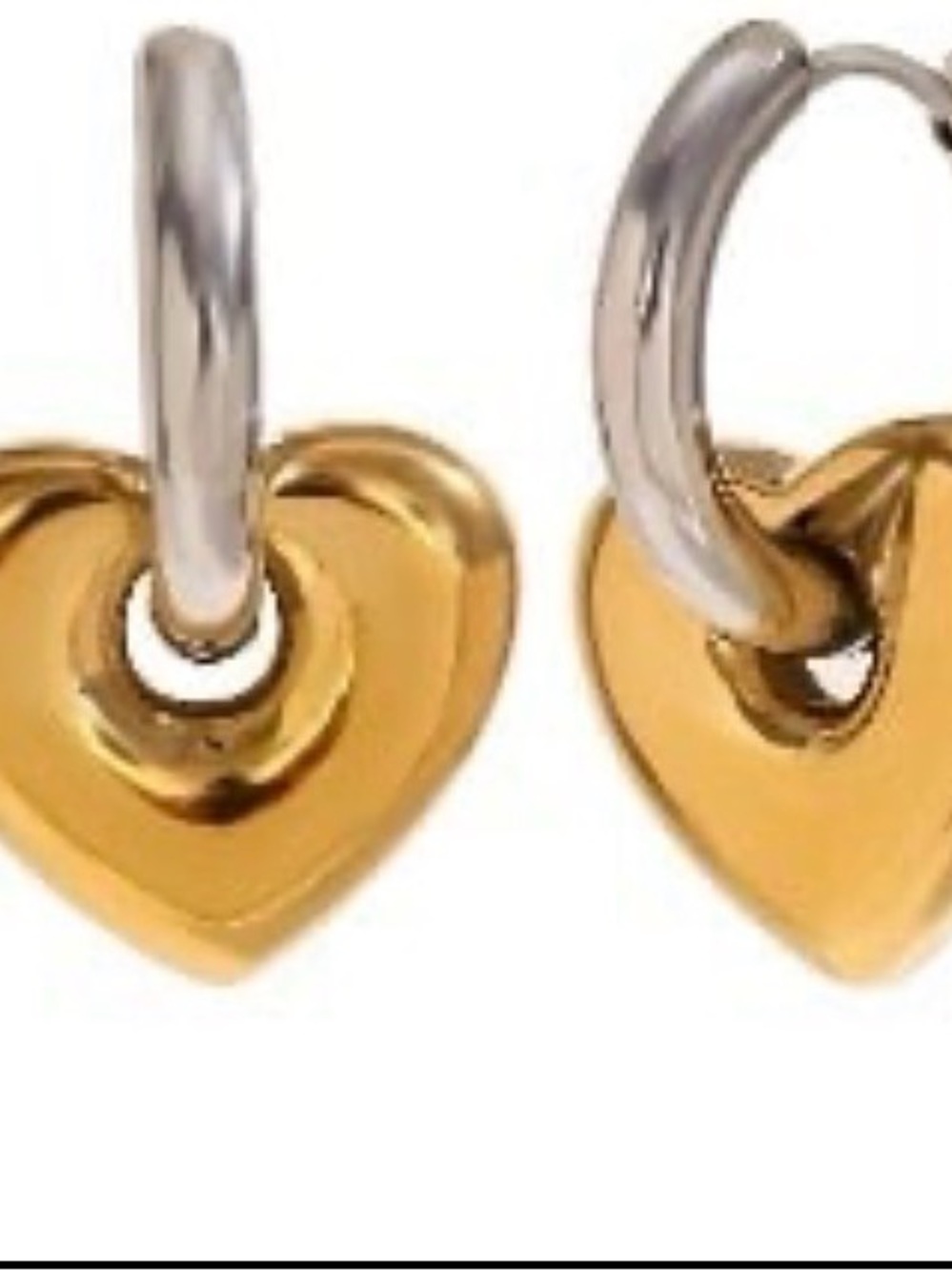 Titanium steel 18k gold plated ,Gold Heart Hoop Earrings - Two-Tone Charm